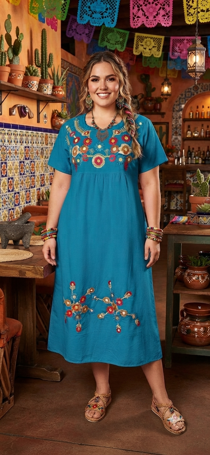 Floral Midi Dress | Elegant Mexican Style