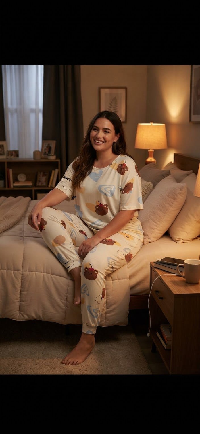 2-Piece Bear Pajama Set – Long Pants with Pockets & Stretch - Angelique Boutique