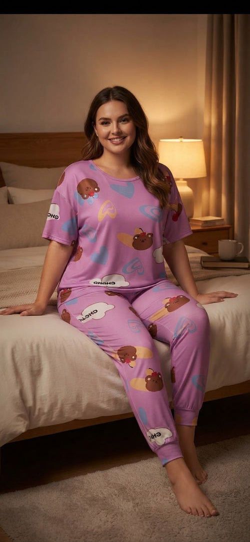 2-Piece Bear Pajama Set – Long Pants with Pockets & Stretch - Angelique Boutique