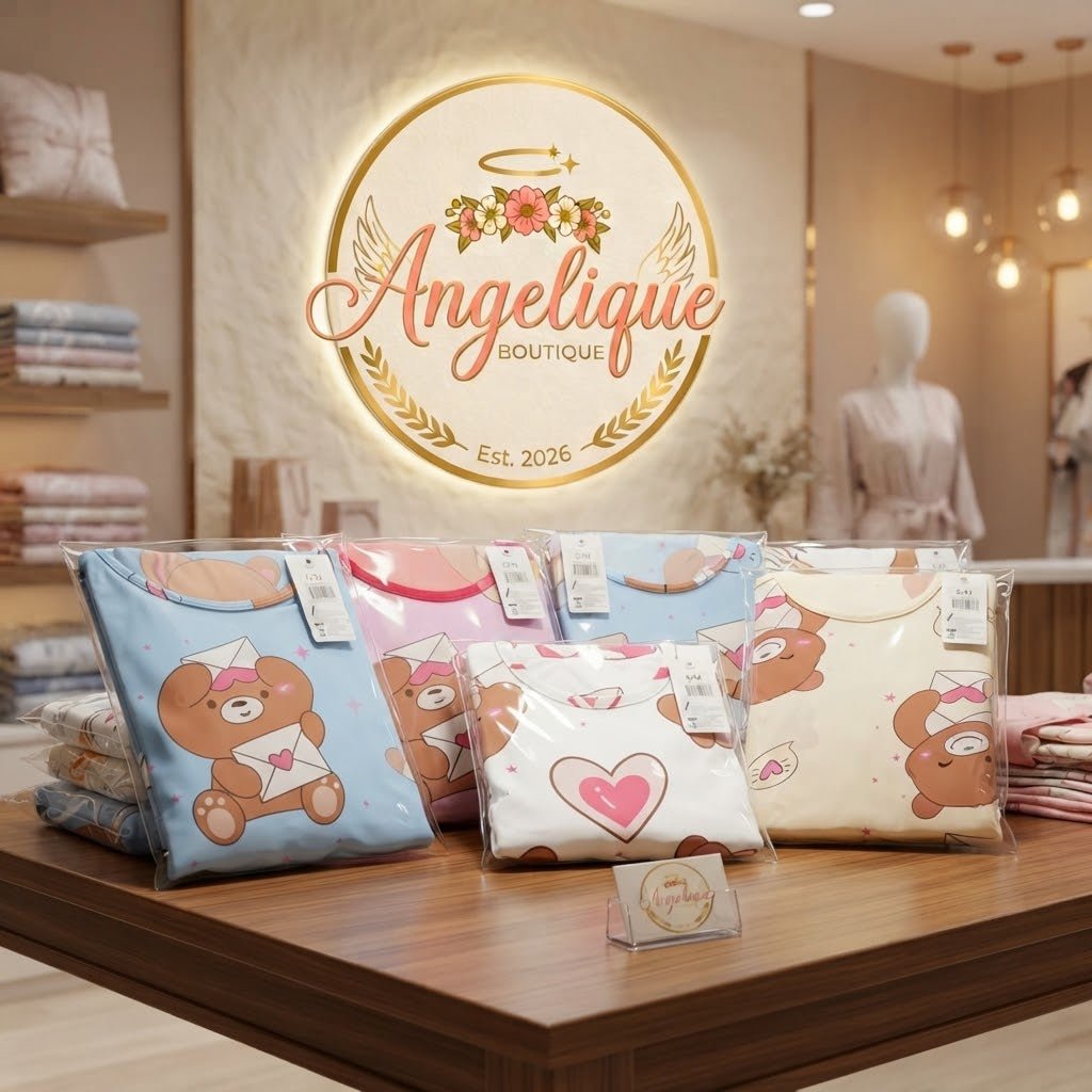 2-Piece Bear Pajama Set – Long Pants with Pockets & Stretch - Angelique Boutique
