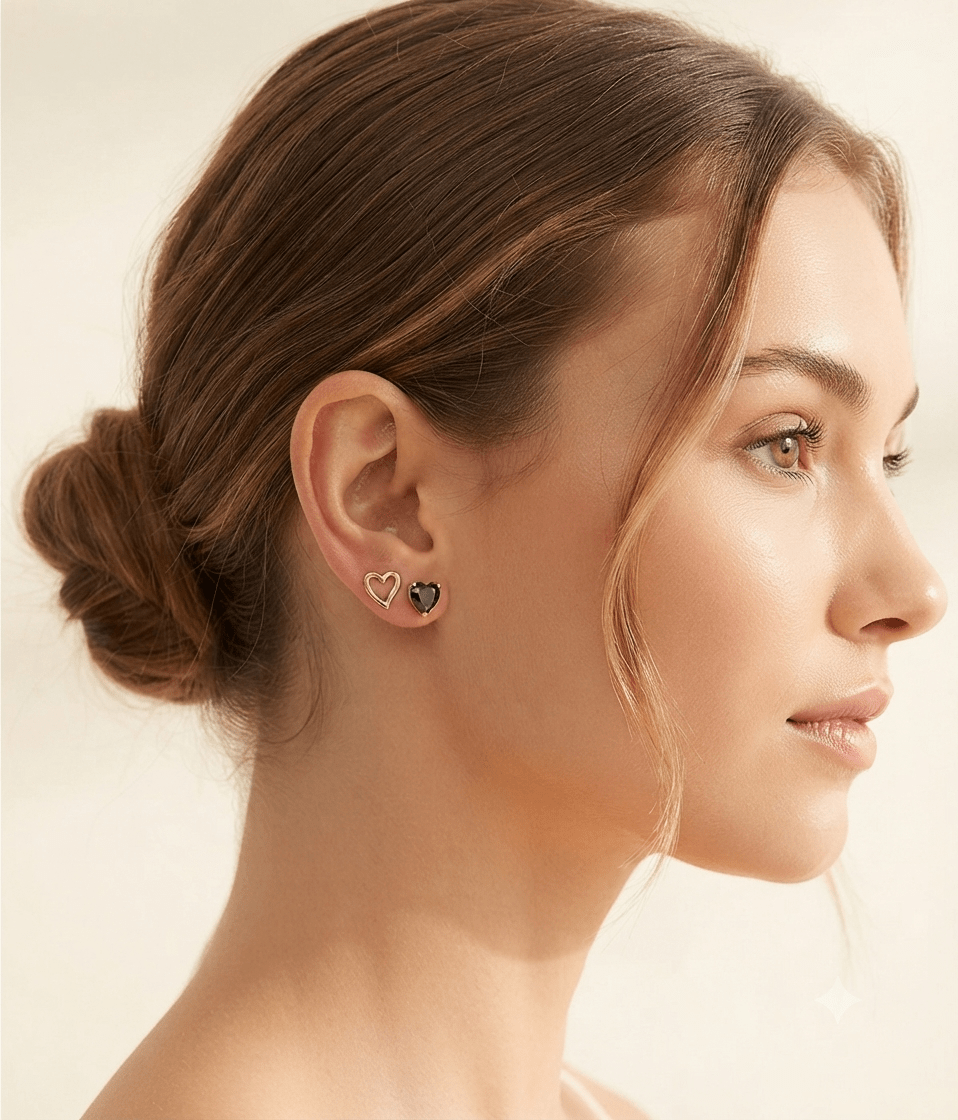 2-Piece Heart & Zirconia Stainless Steel Earring Set for Women - Angelique Boutique