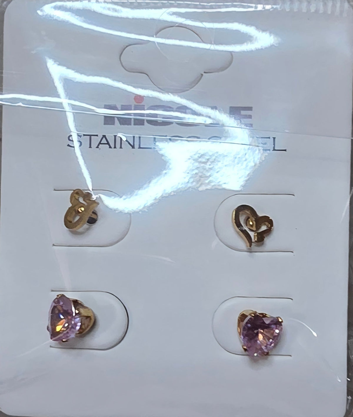 2-Piece Heart & Zirconia Stainless Steel Earring Set for Women - Angelique Boutique