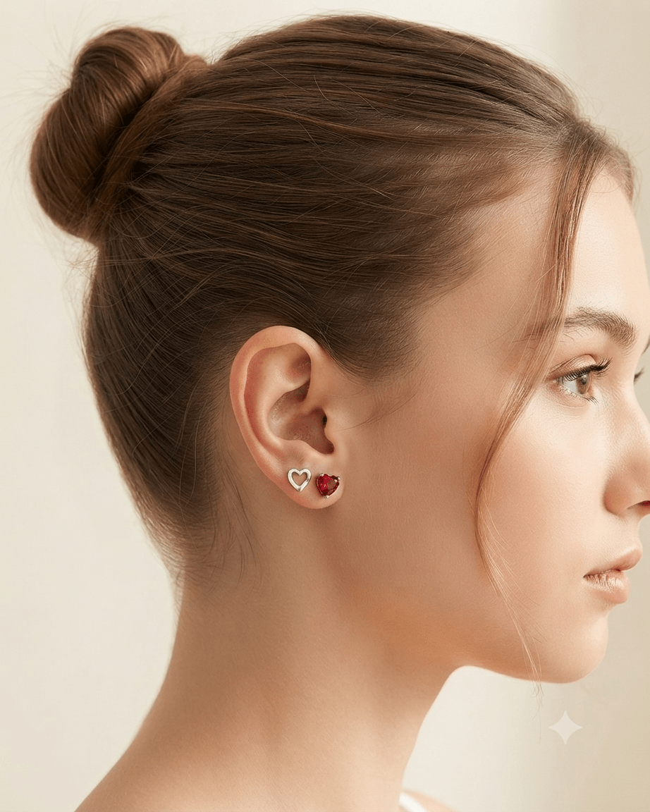 2-Piece Heart & Zirconia Stainless Steel Earring Set for Women - Angelique Boutique