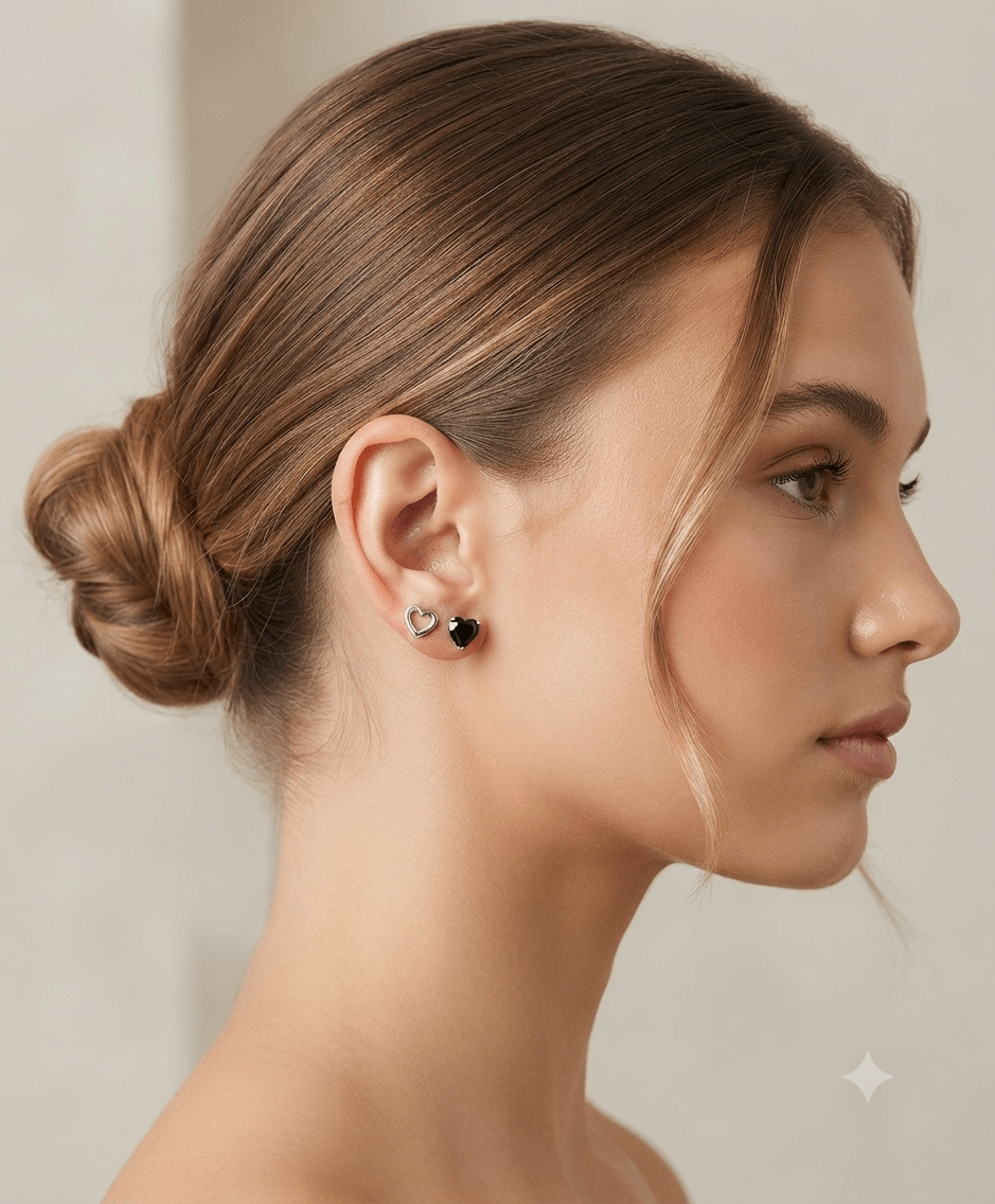2-Piece Heart & Zirconia Stainless Steel Earring Set for Women - Angelique Boutique
