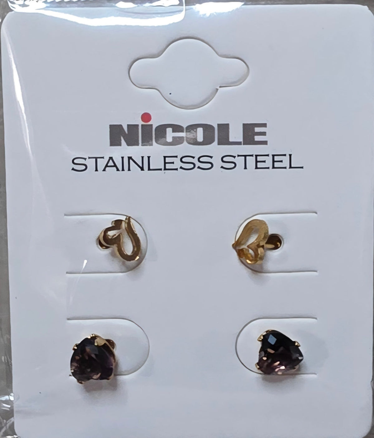 2-Piece Heart & Zirconia Stainless Steel Earring Set for Women - Angelique Boutique