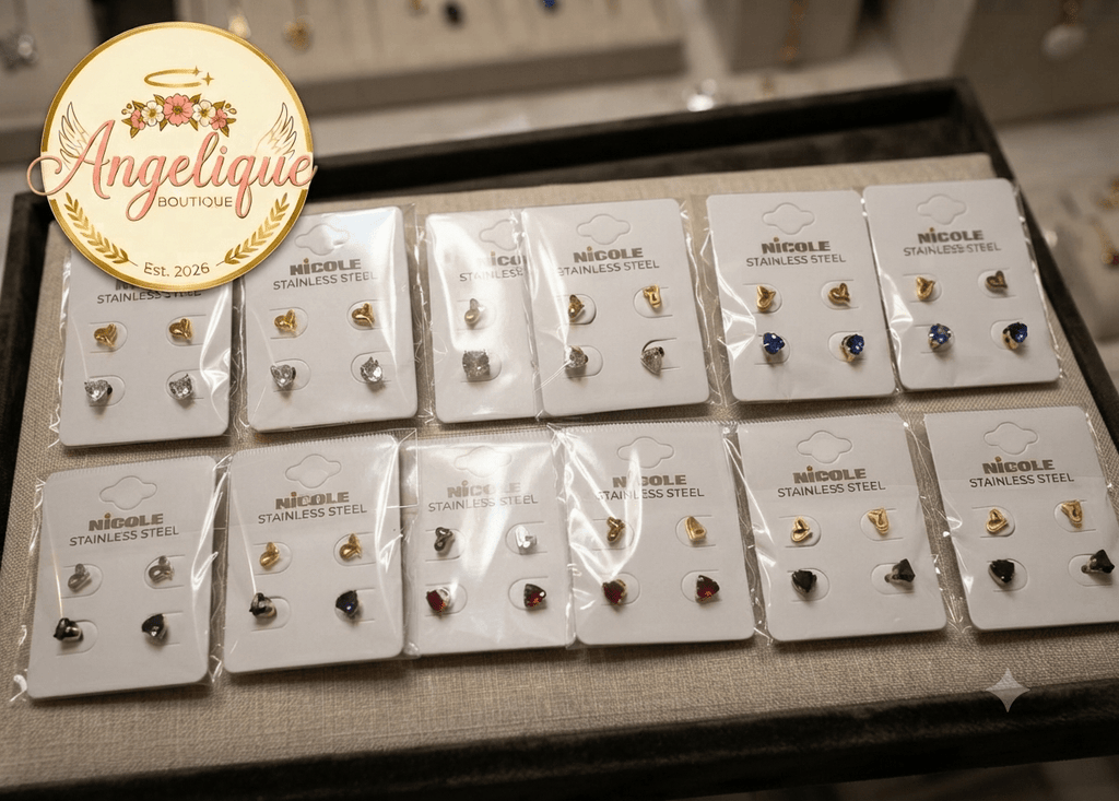 2-Piece Heart & Zirconia Stainless Steel Earring Set for Women - Angelique Boutique