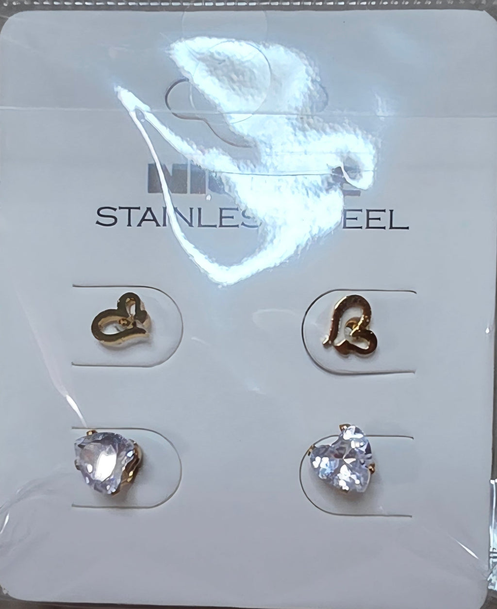 2-Piece Heart & Zirconia Stainless Steel Earring Set for Women - Angelique Boutique