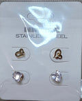2-Piece Heart & Zirconia Stainless Steel Earring Set for Women - Angelique Boutique