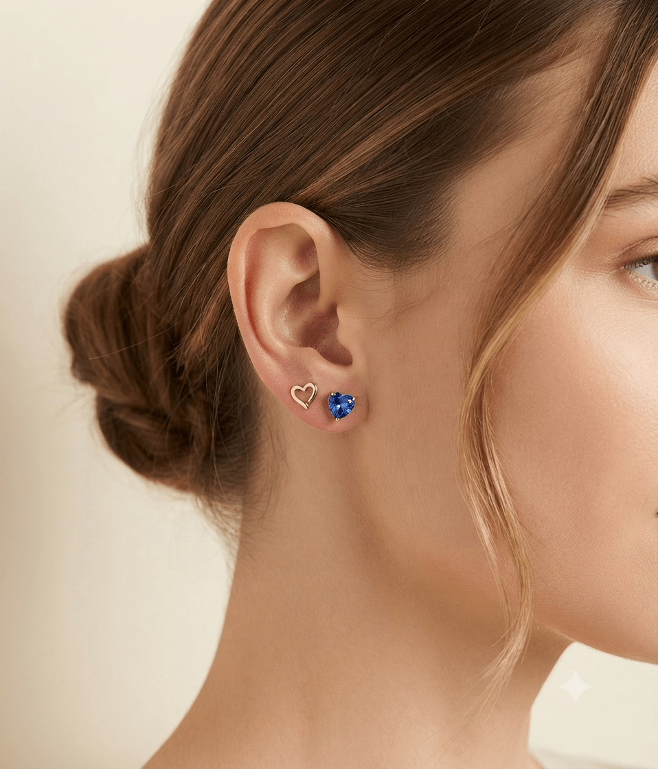 2-Piece Heart & Zirconia Stainless Steel Earring Set for Women - Angelique Boutique