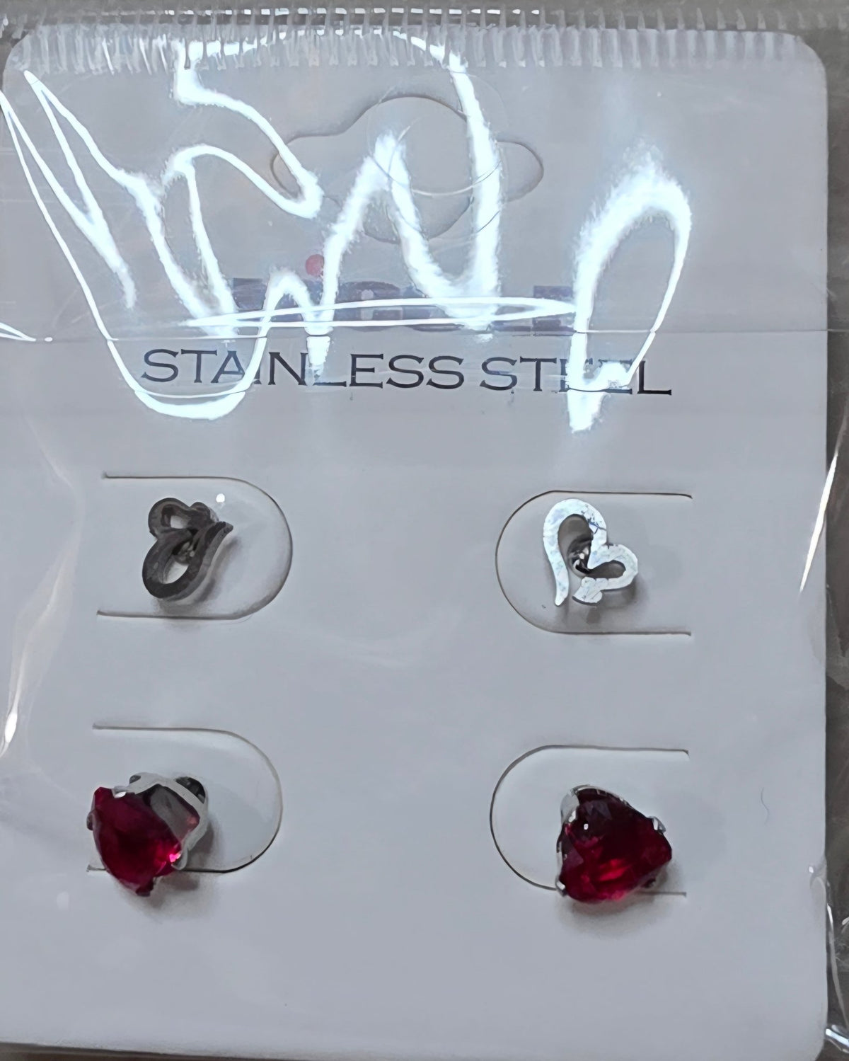 2-Piece Heart & Zirconia Stainless Steel Earring Set for Women - Angelique Boutique