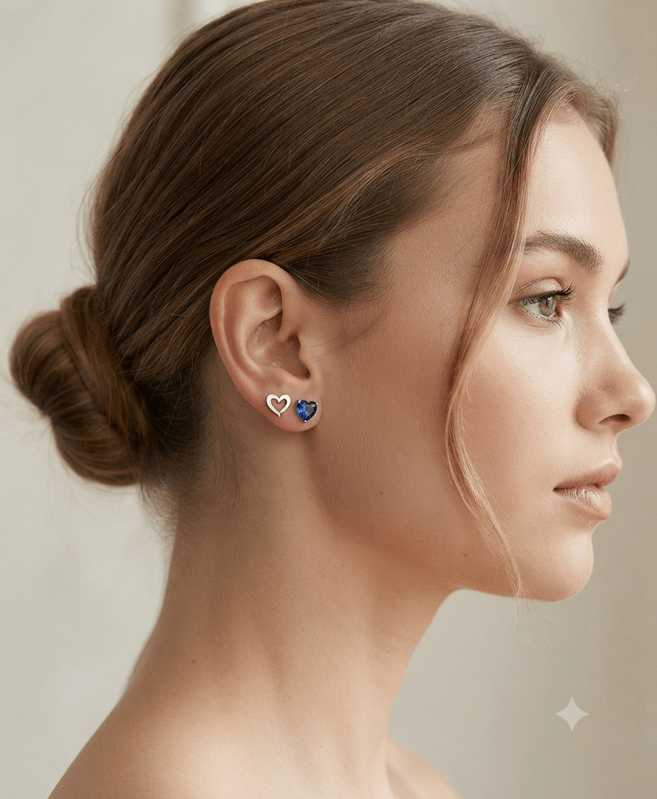 2-Piece Heart & Zirconia Stainless Steel Earring Set for Women - Angelique Boutique