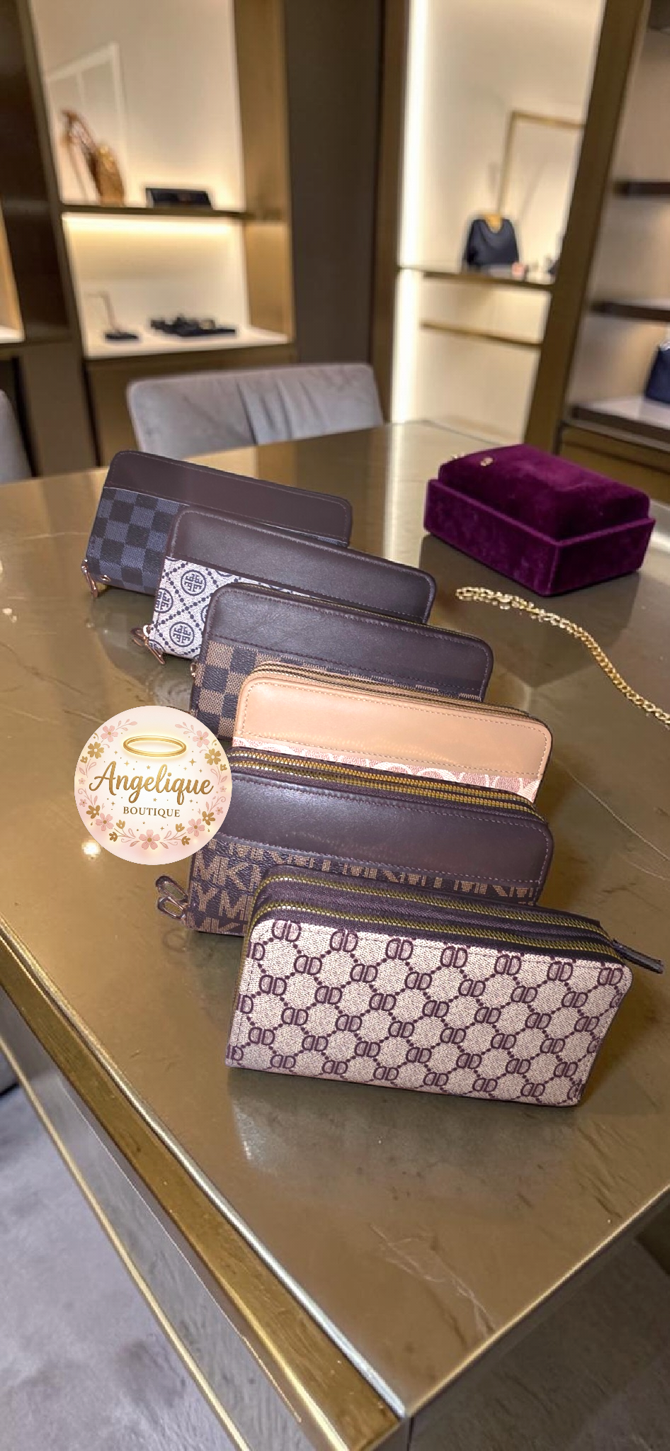 Wallet Espaciosa Estampado Cuadros 👜 | Cuero Sintético Premium | Estilo Elegante