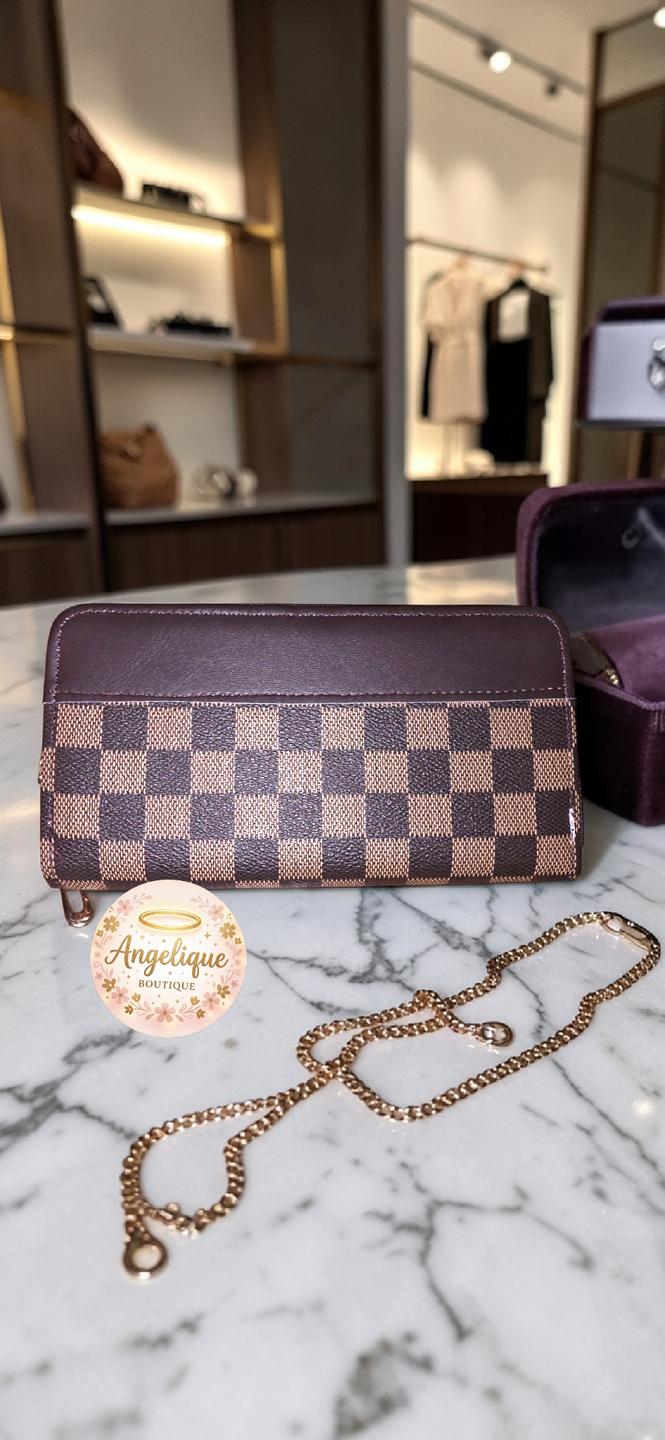 Wallet Espaciosa Estampado Cuadros 👜 | Cuero Sintético Premium | Estilo Elegante