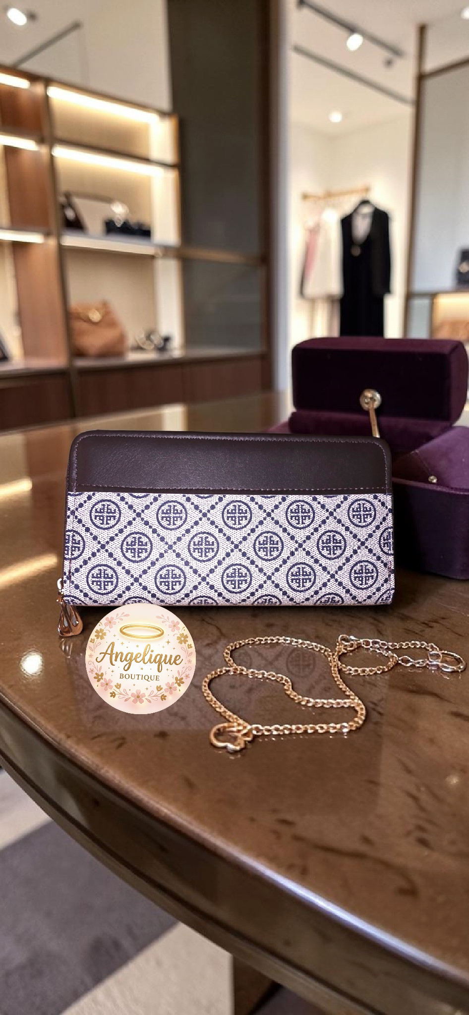 Wallet Espaciosa Estampado Cuadros 👜 | Cuero Sintético Premium | Estilo Elegante