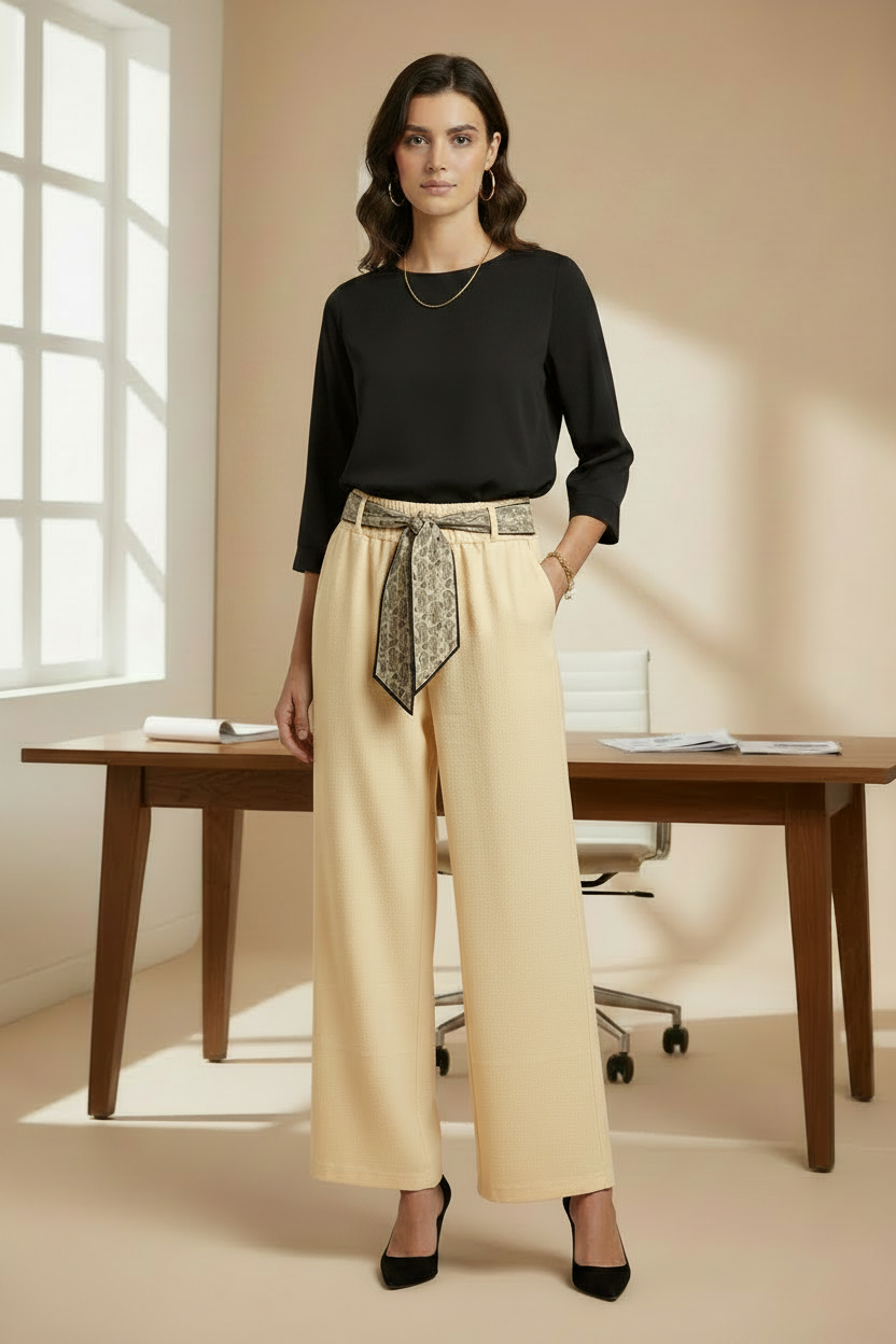Pantaloneta Palazzo de Vestir 👚 | Cinturón Incluido | Talla Única