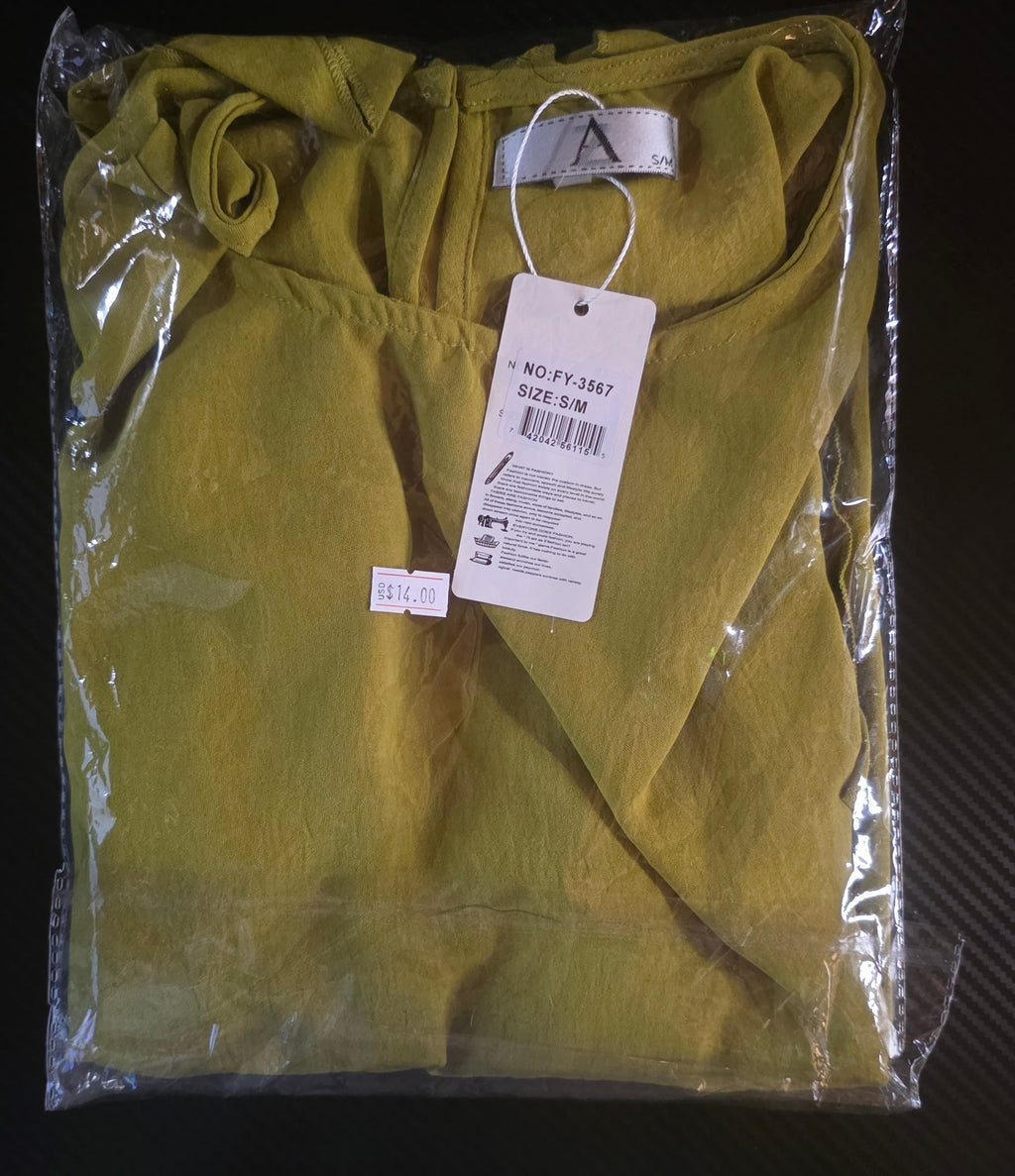 Blusa de Verano Cuello Redondo con Manga de Volantes – 65% Políster / 35% Algodón
