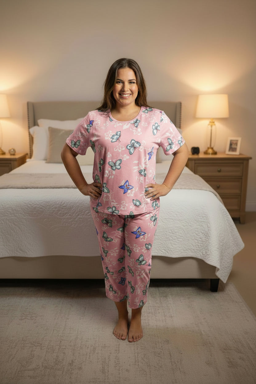Pijama Dos Piezas con Estampado de Mariposas 🦋 | Pantalón Largo
