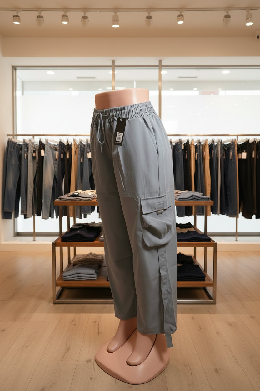 Pantalón Cargo con Bolsillos Laterales 🧳 | Cintura Elástica y Cinta Ajustable | Tallas P-M y G-XG