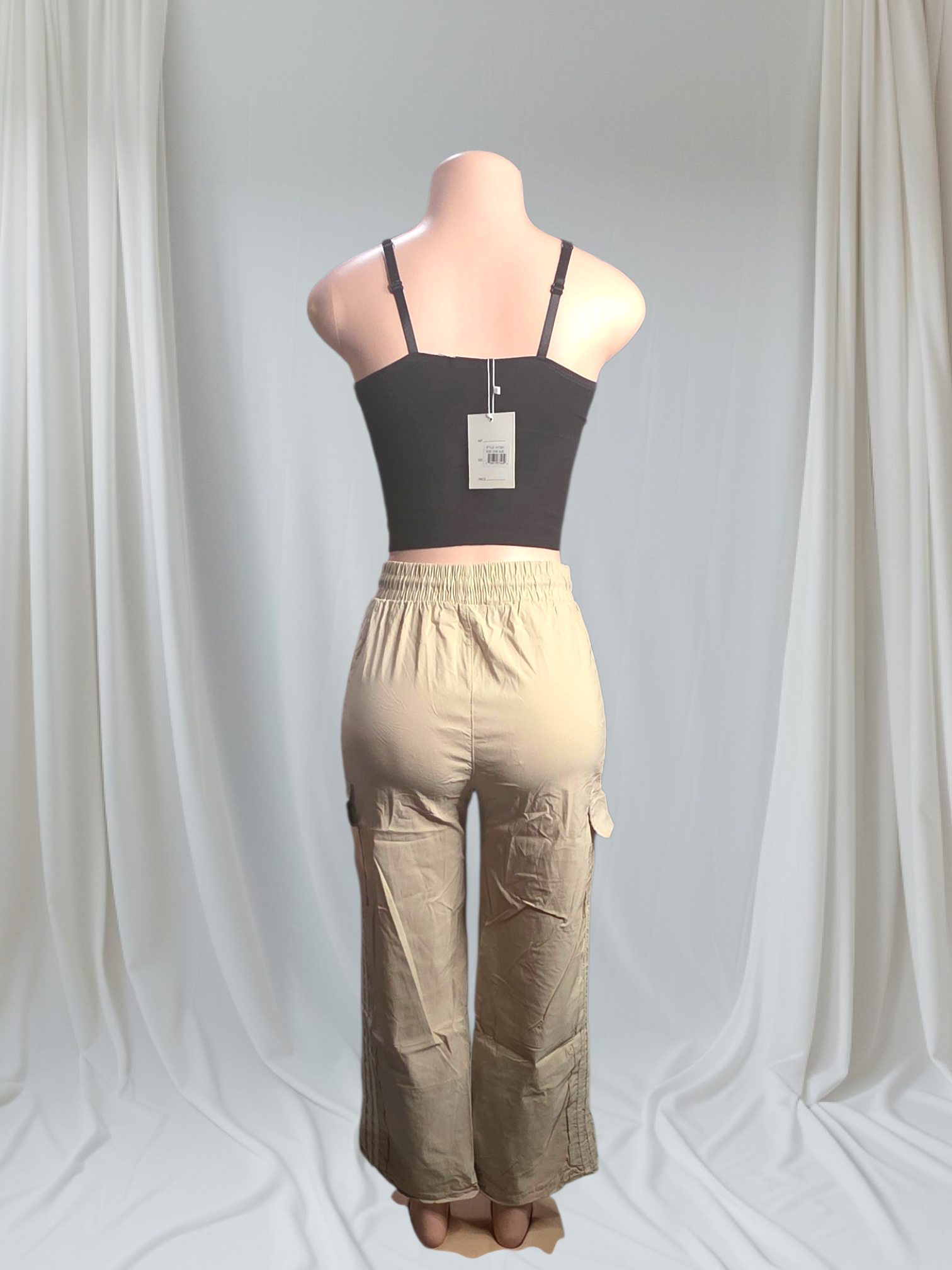 Pantalón Cargo de Mujer Cintura Elástica y Bolsillos Laterales | P-M y G-XG