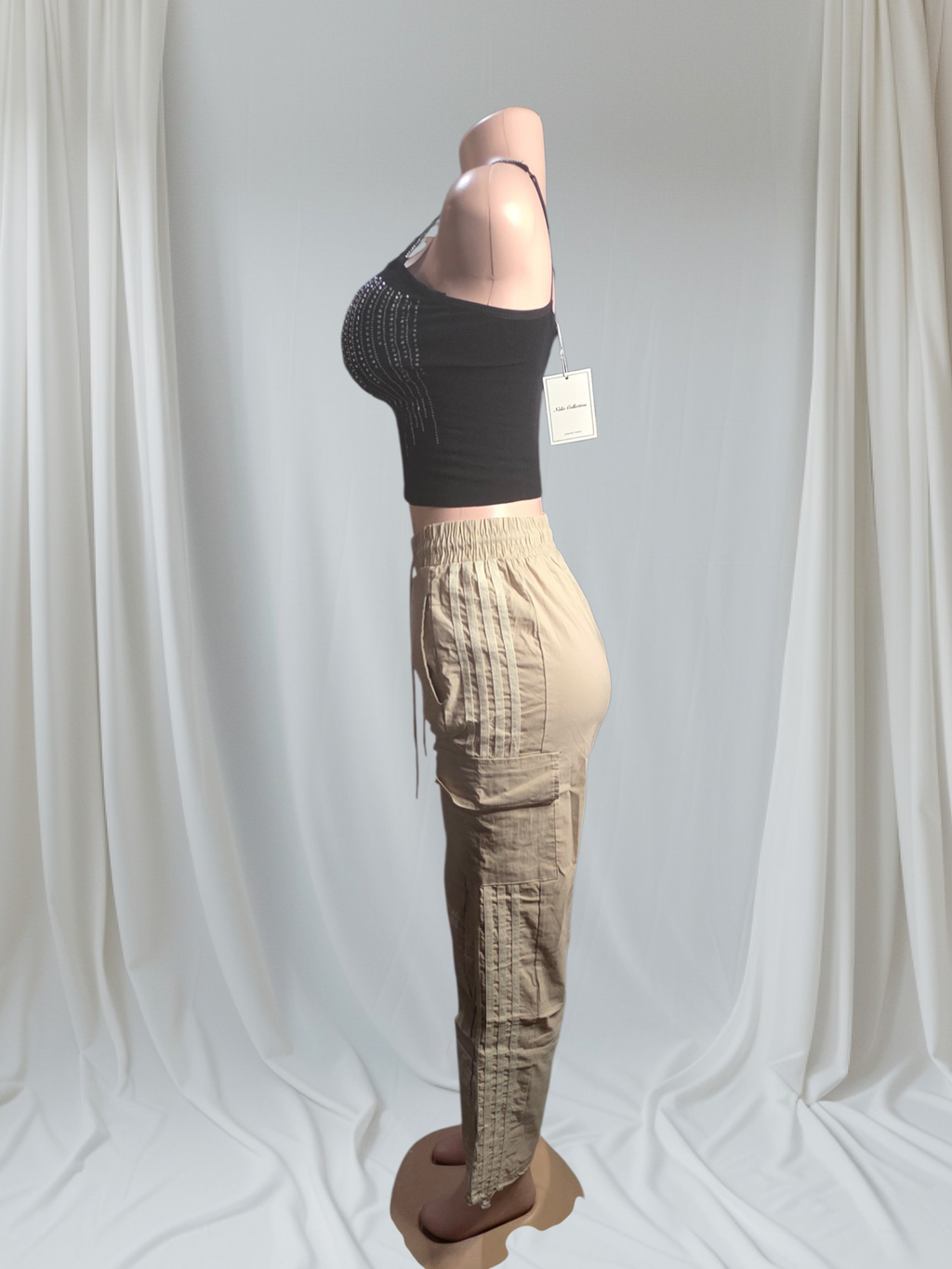 Pantalón Cargo de Mujer Cintura Elástica y Bolsillos Laterales | P-M y G-XG