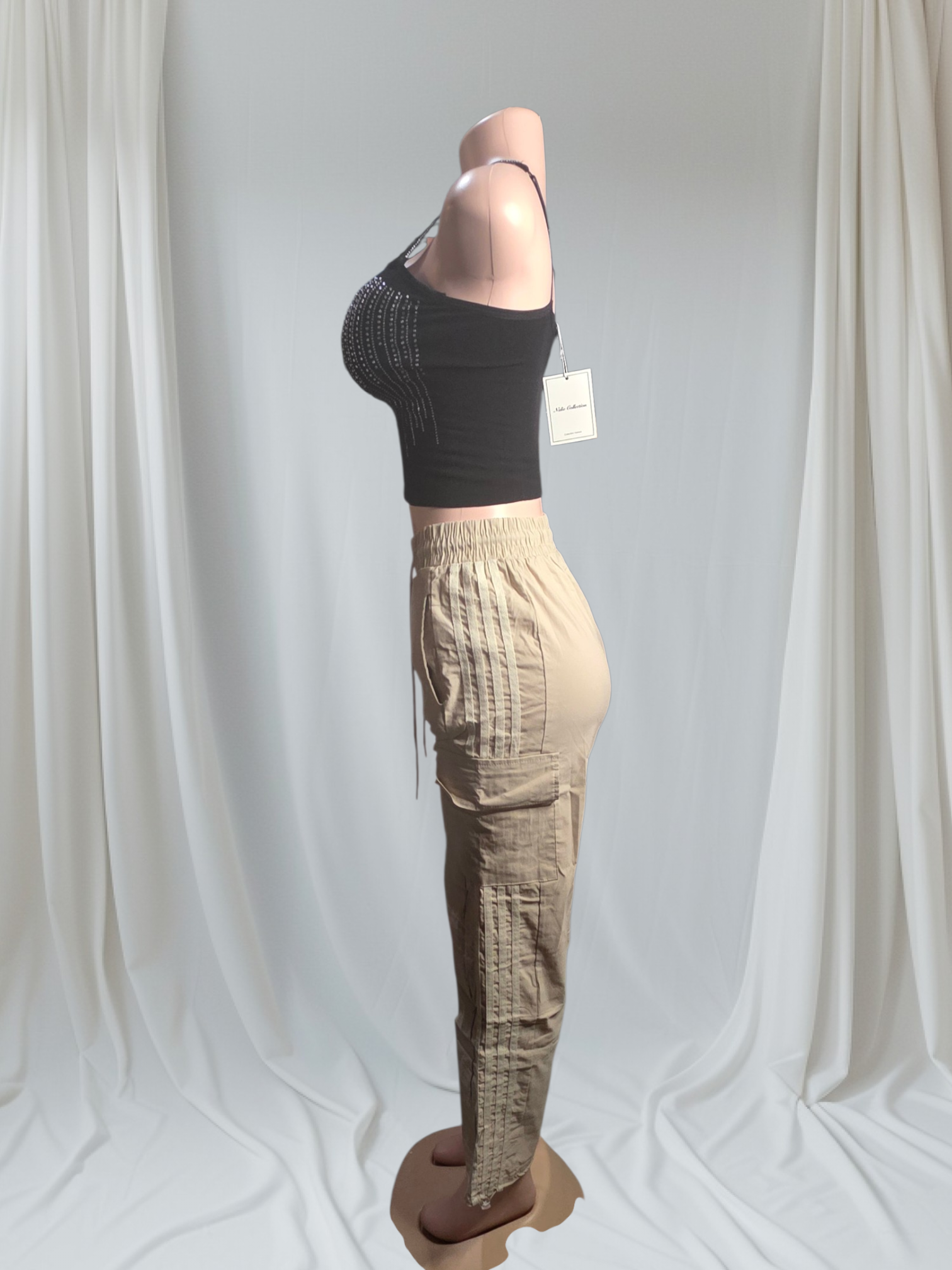 Pantalón Cargo de Mujer Cintura Elástica y Bolsillos Laterales | P-M y G-XG