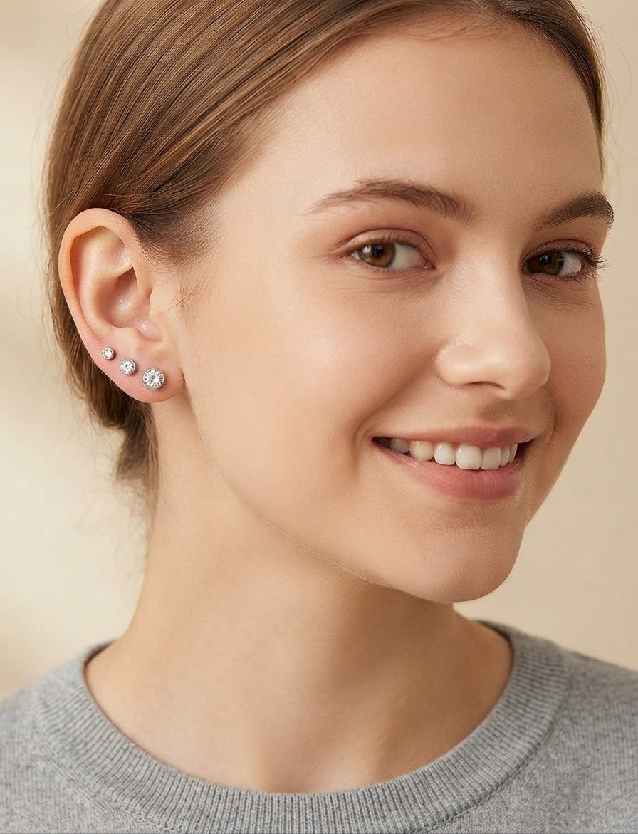 3-Piece Stainless Steel Earrings Set – Small, Medium & Large - Angelique Boutique