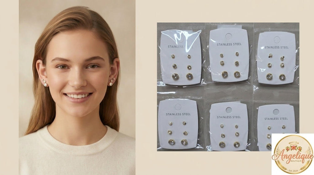 3-Piece Stainless Steel Earrings Set – Small, Medium & Large - Angelique Boutique
