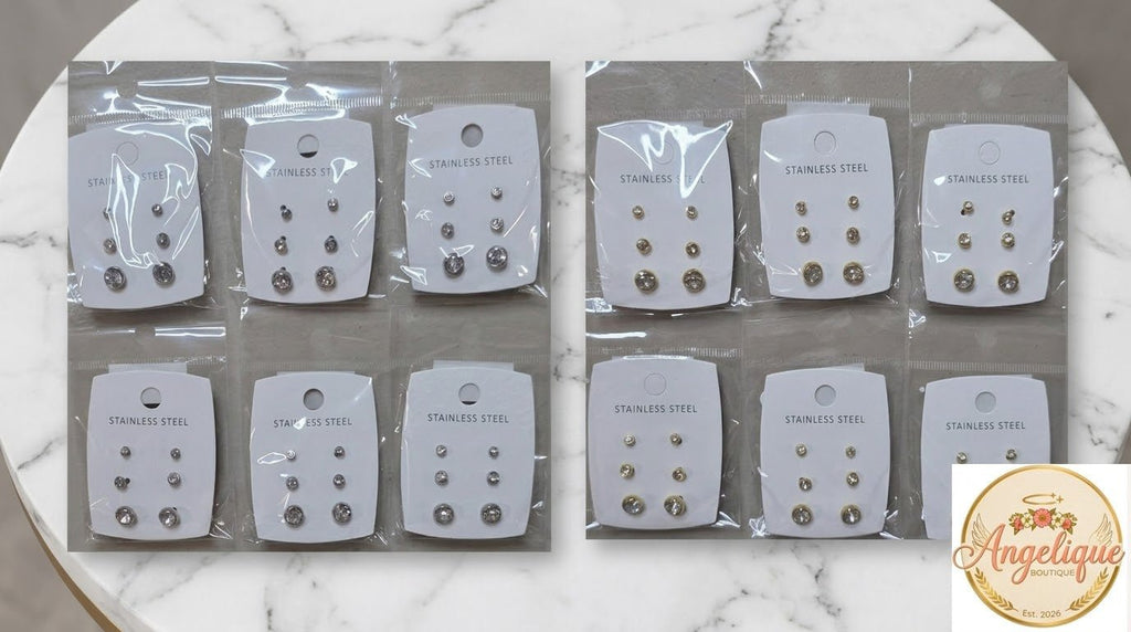 3-Piece Stainless Steel Earrings Set – Small, Medium & Large - Angelique Boutique