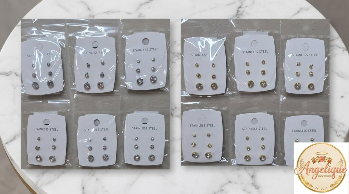 3-Piece Stainless Steel Earrings Set – Small, Medium & Large - Angelique Boutique