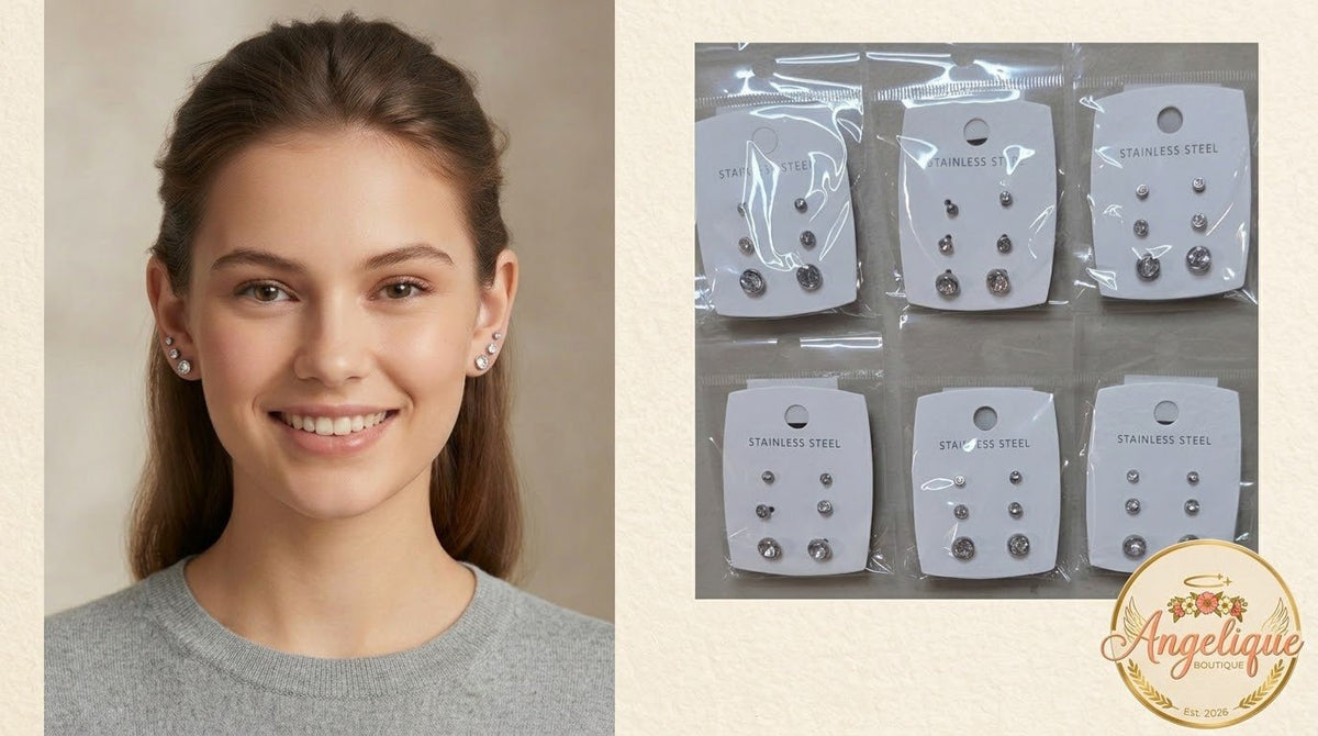 3-Piece Stainless Steel Earrings Set – Small, Medium & Large - Angelique Boutique