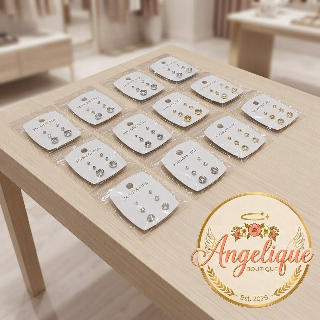 3-Piece Stainless Steel Earrings Set – Small, Medium & Large - Angelique Boutique