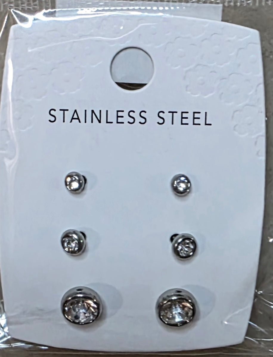 3-Piece Stainless Steel Earrings Set – Small, Medium & Large - Angelique Boutique