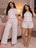 3-Piece Strawberry Pajama Set – Women's Cute Sleepwear - Angelique Boutique