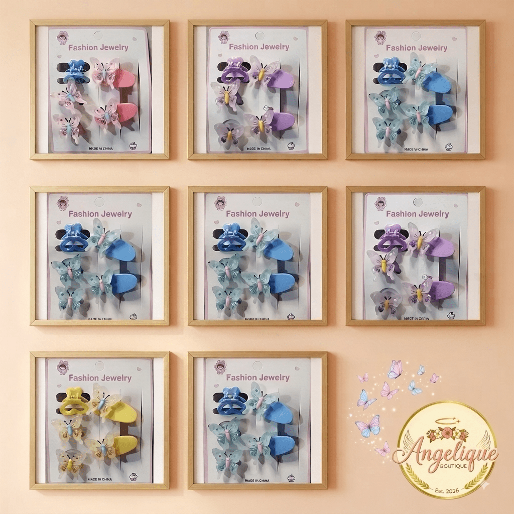 5-Piece Girls Hair Accessories Set – Bows & Clips - Angelique Boutique