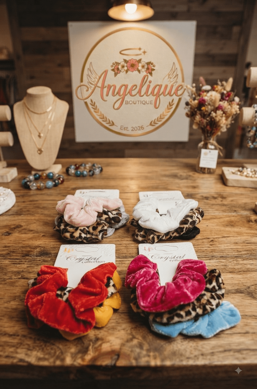 Animal Print Hair Scrunchies Set 3 Pcs – 4 Styles - Angelique Boutique