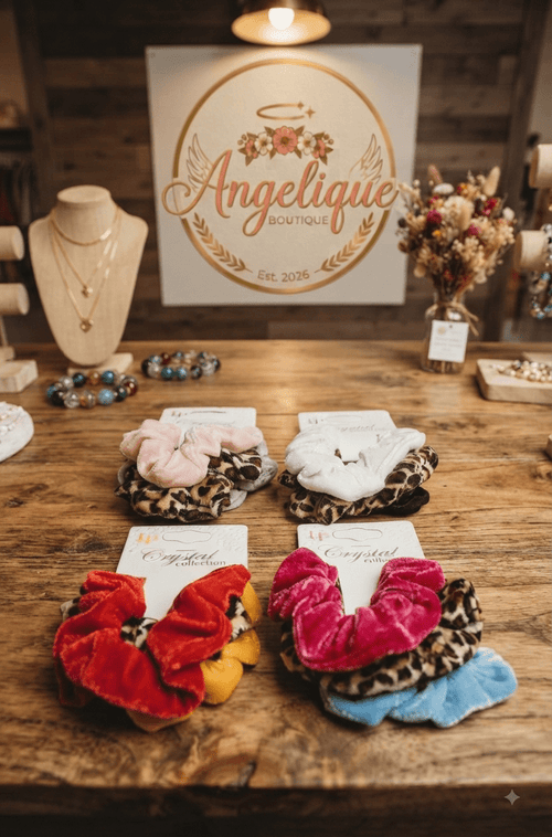 Animal Print Hair Scrunchies Set 3 Pcs – 4 Styles - Angelique Boutique