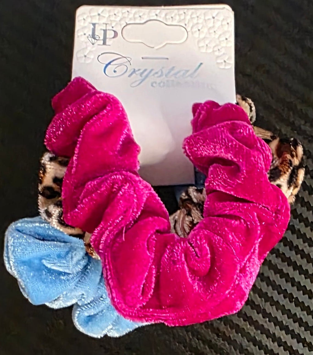 Animal Print Hair Scrunchies Set 3 Pcs – 4 Styles - Angelique Boutique