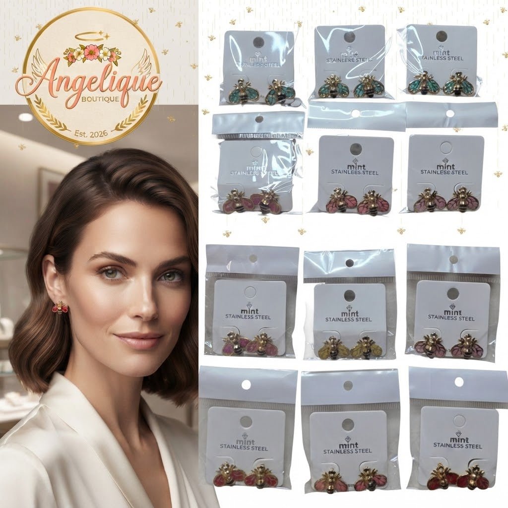 Bee Stainless Steel Earrings for Women – 8 Colors - Angelique Boutique