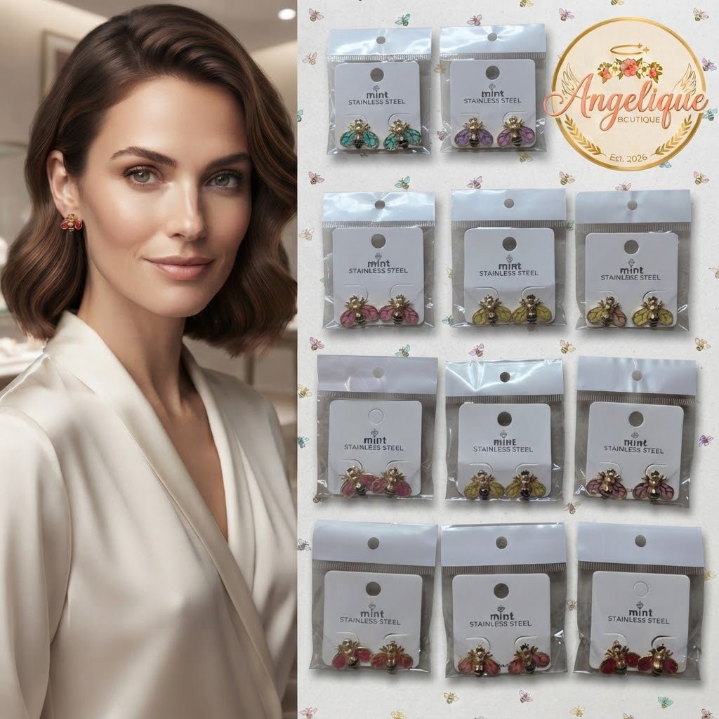 Bee Stainless Steel Earrings for Women – 8 Colors - Angelique Boutique