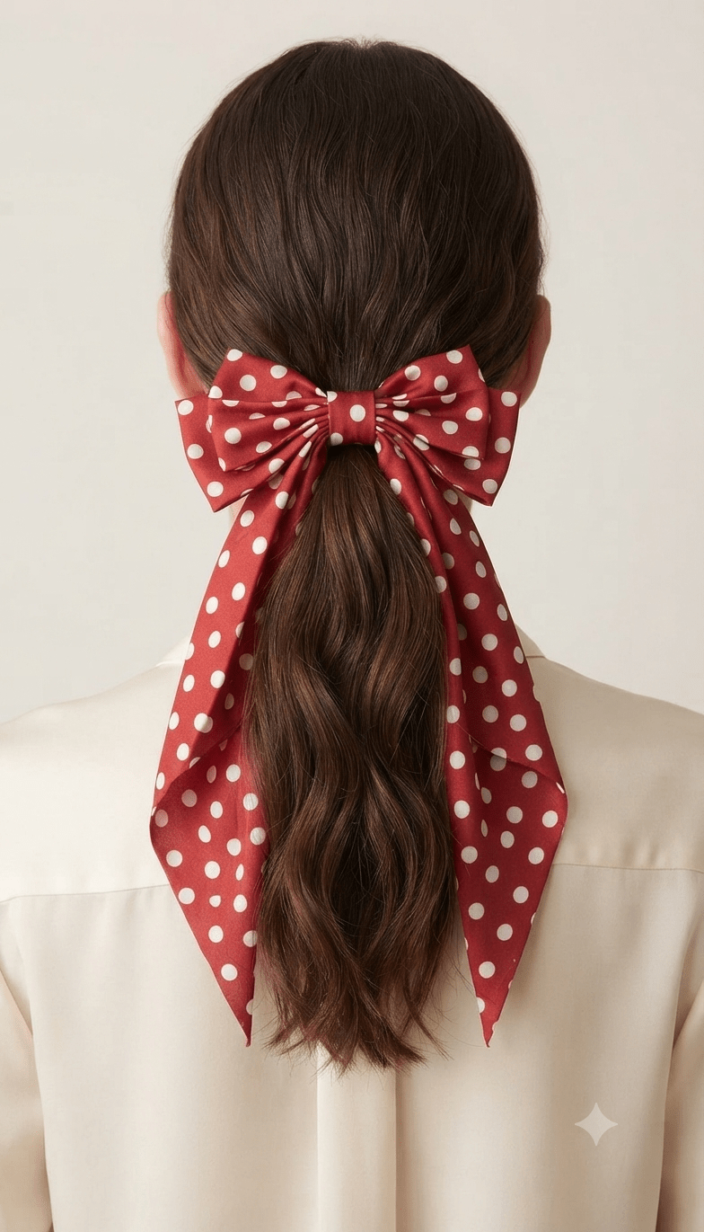 Big Coquette Dot Hair Bow – Oversized Ribbon Hair Accessory - Angelique Boutique