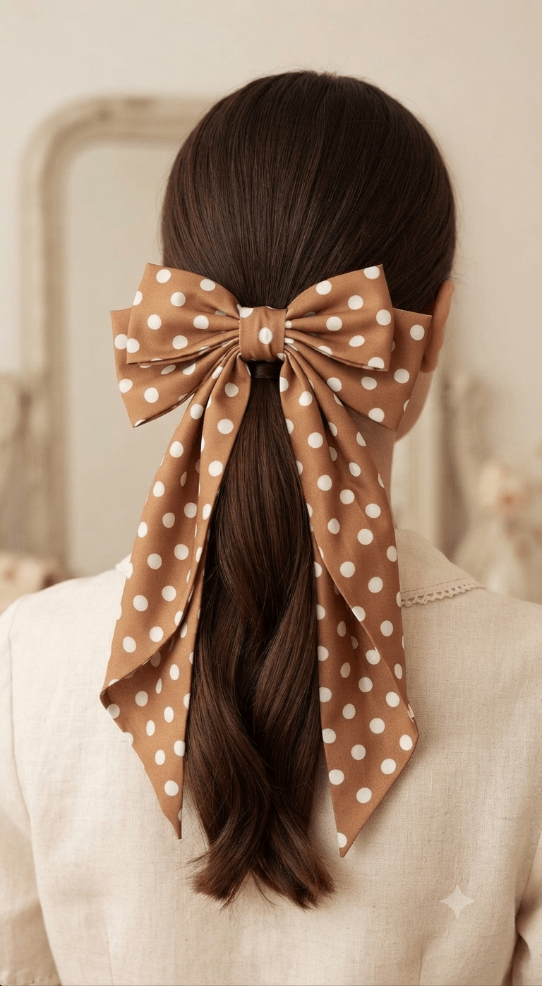 Big Coquette Dot Hair Bow – Oversized Ribbon Hair Accessory - Angelique Boutique