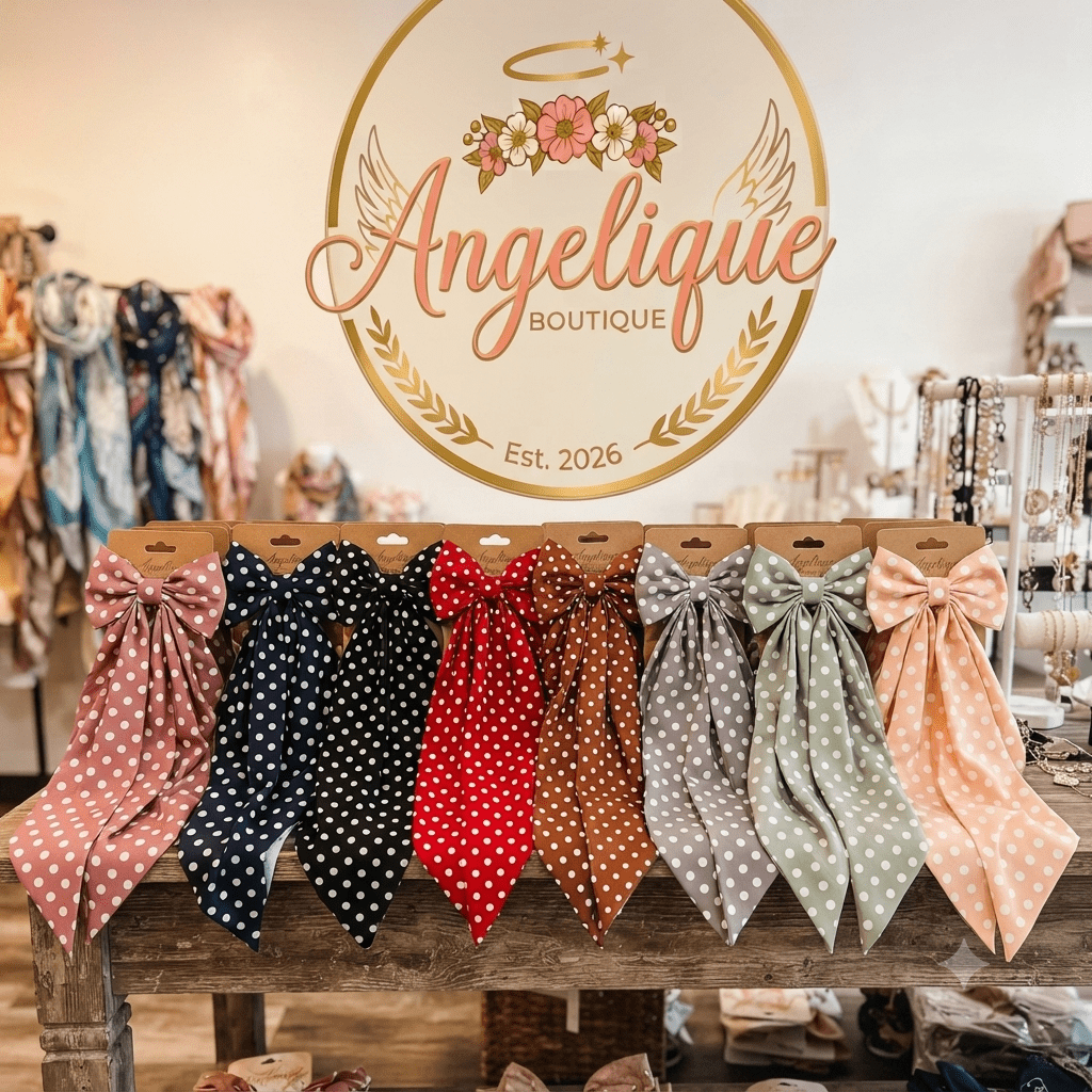 Big Coquette Dot Hair Bow – Oversized Ribbon Hair Accessory - Angelique Boutique