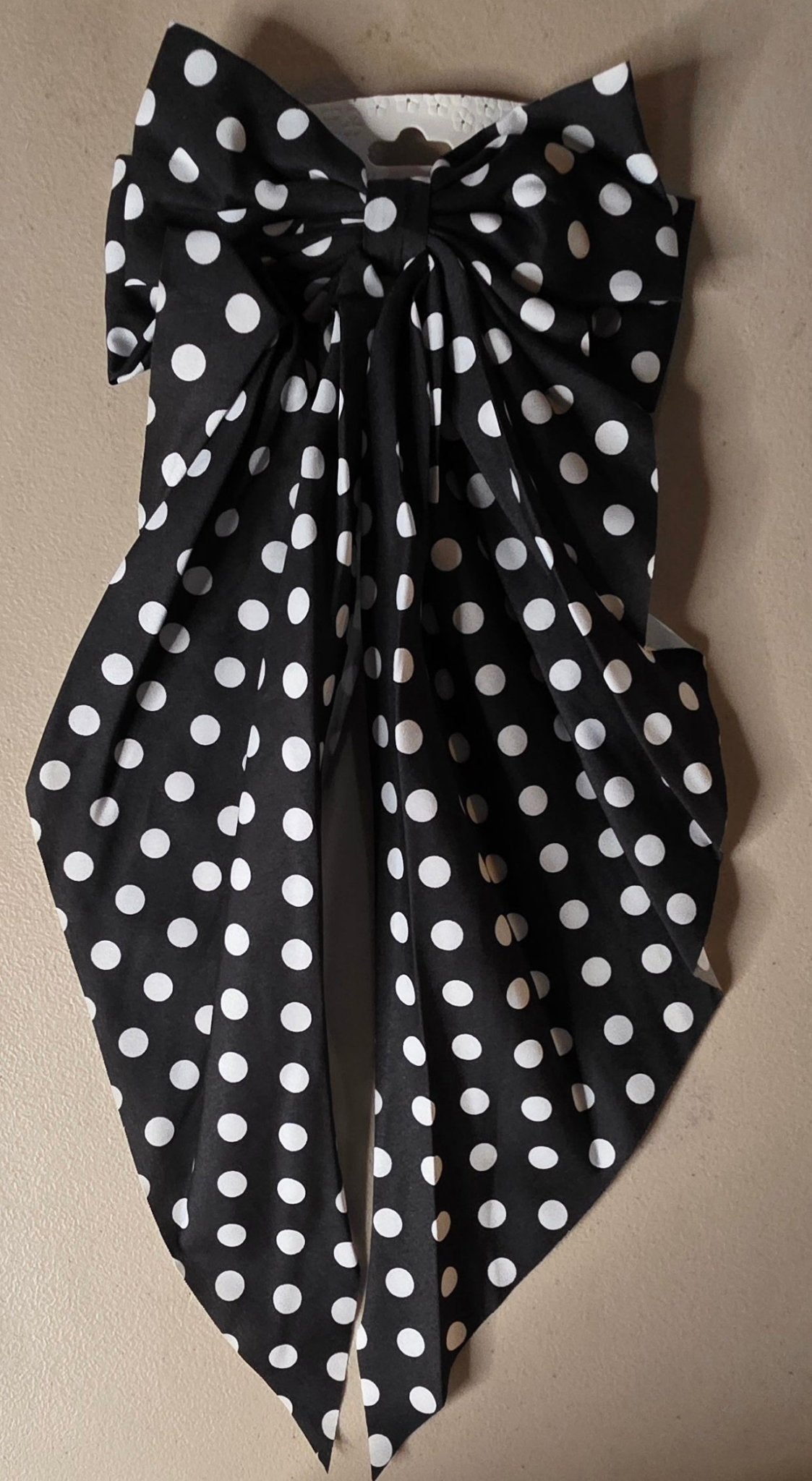 Big Coquette Dot Hair Bow – Oversized Ribbon Hair Accessory - Angelique Boutique