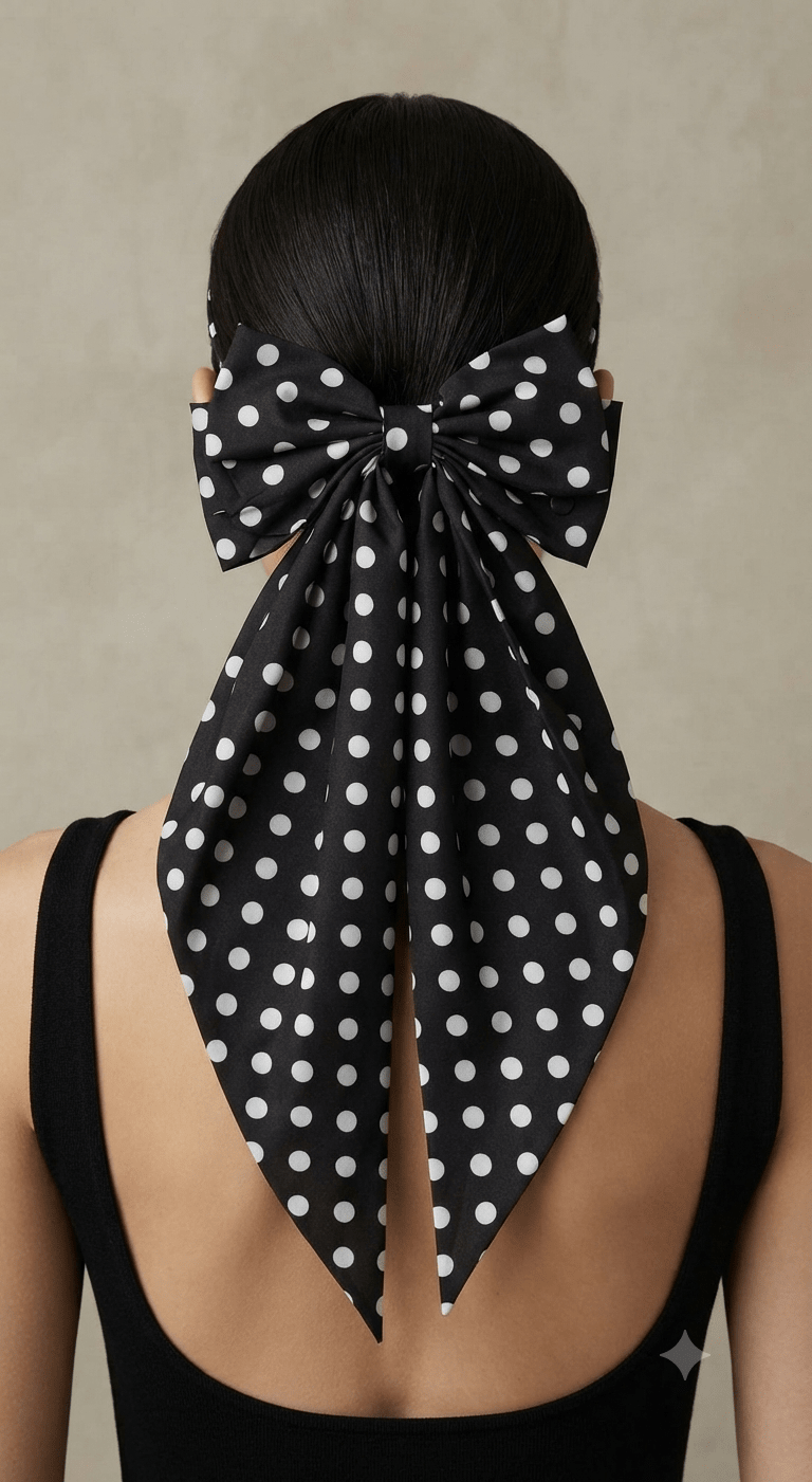Big Coquette Dot Hair Bow – Oversized Ribbon Hair Accessory - Angelique Boutique