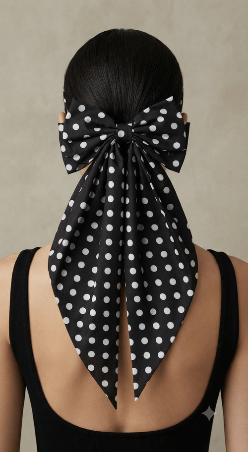Big Coquette Dot Hair Bow – Oversized Ribbon Hair Accessory - Angelique Boutique