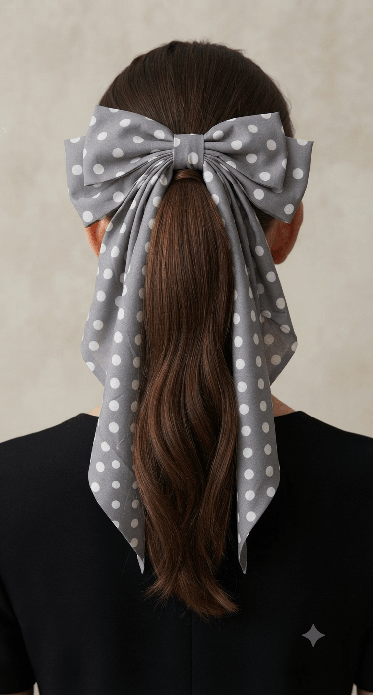 Big Coquette Dot Hair Bow – Oversized Ribbon Hair Accessory - Angelique Boutique