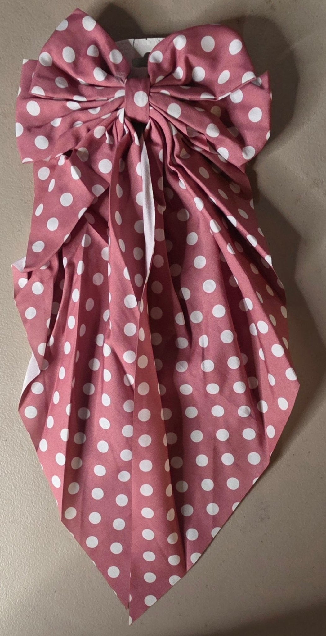 Big Coquette Dot Hair Bow – Oversized Ribbon Hair Accessory - Angelique Boutique