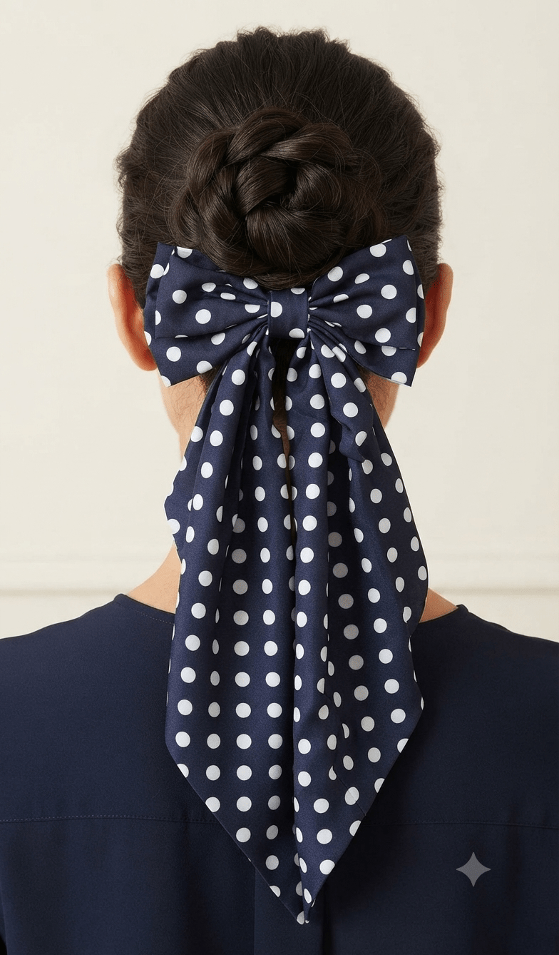 Big Coquette Dot Hair Bow – Oversized Ribbon Hair Accessory - Angelique Boutique