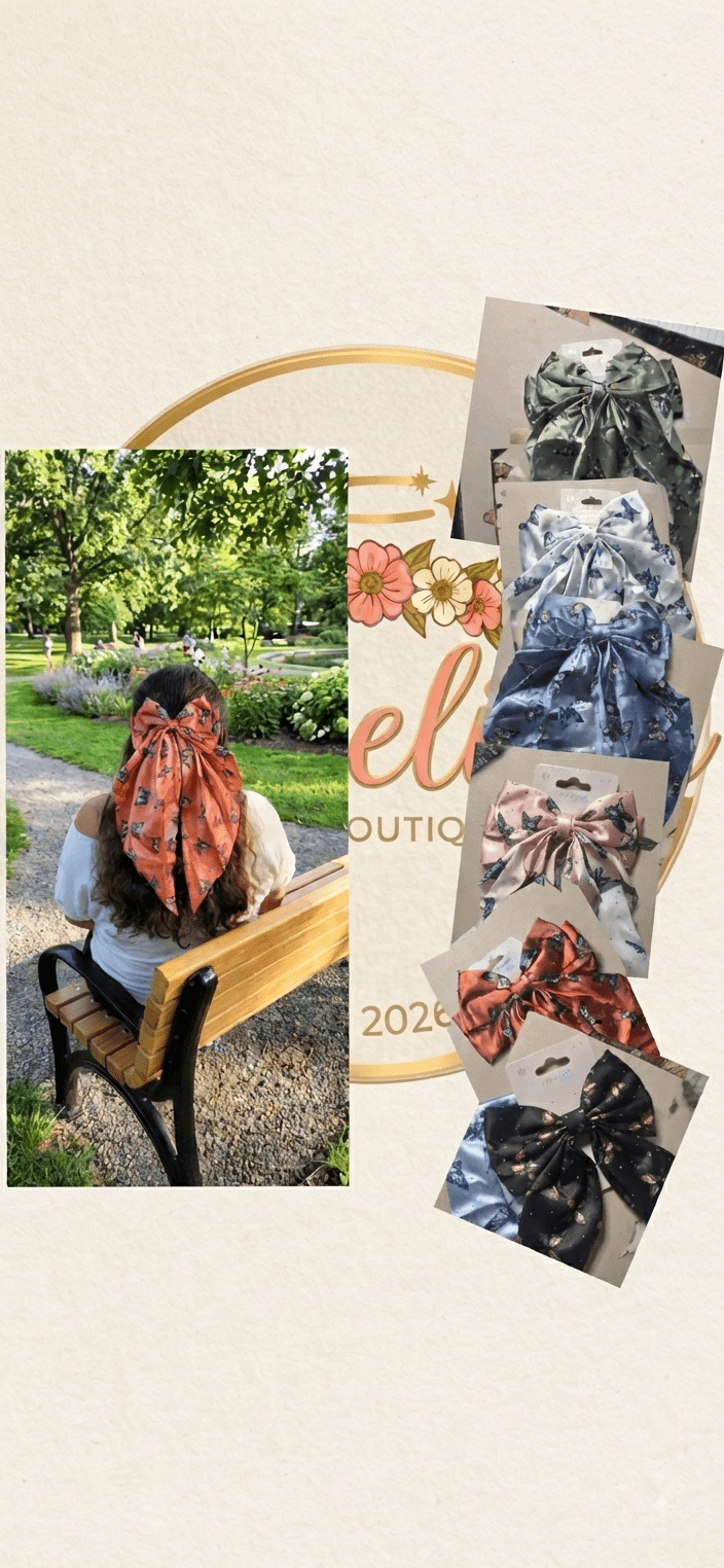 Big Coquette Hair Bow – Butterfly Print & Glitter - Angelique Boutique