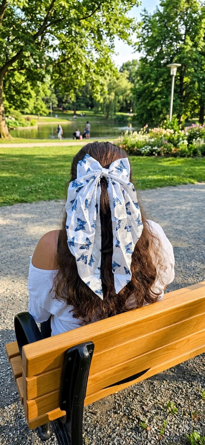 Big Coquette Hair Bow – Butterfly Print & Glitter - Angelique Boutique